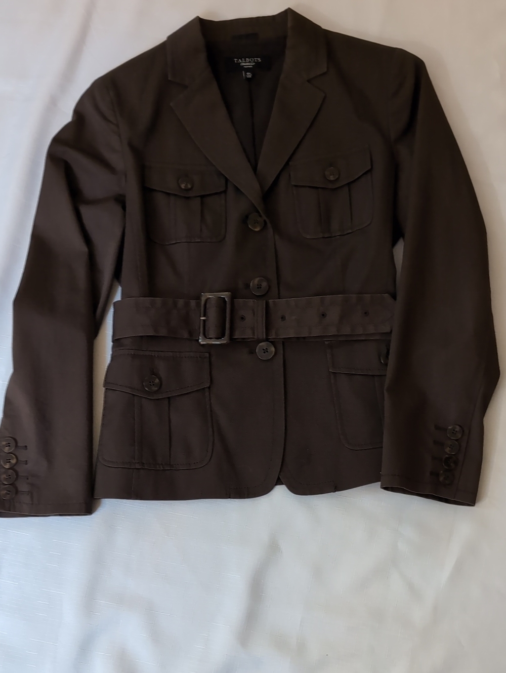 Talbots 10P Chocolate Belted Jacket